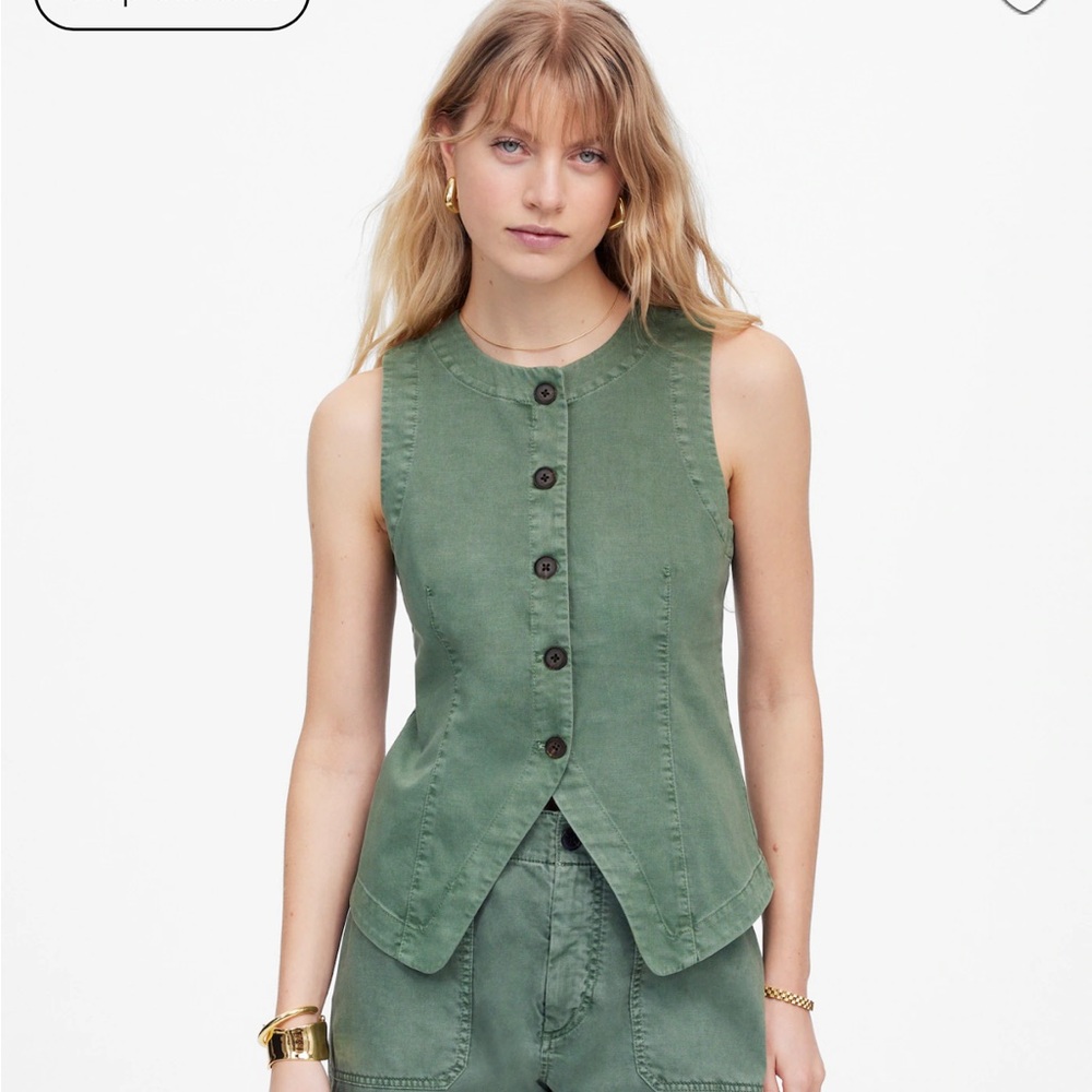 Madewell Green Button-Front Tank Top